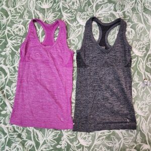 Y2K Danskin Heathered Pink and Gray Racerback Tank Tops
